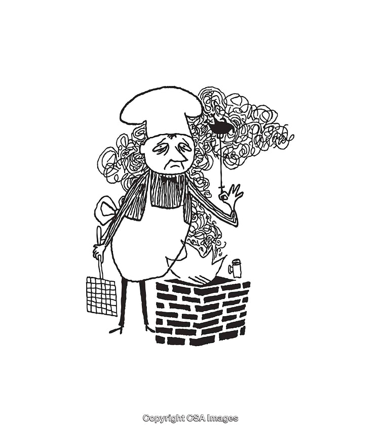 Monochrome Chef Illustration with Detailed Comical Expression