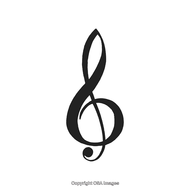Elegant Black Treble Clef Musical Symbol on White Background
