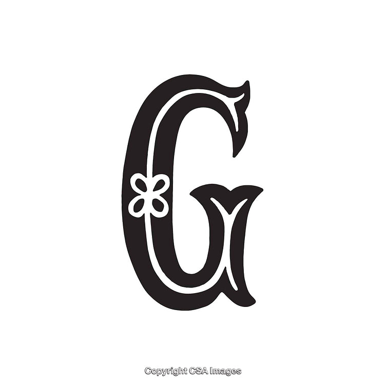 Ornate Typography of the Letter G with Decorative Elements