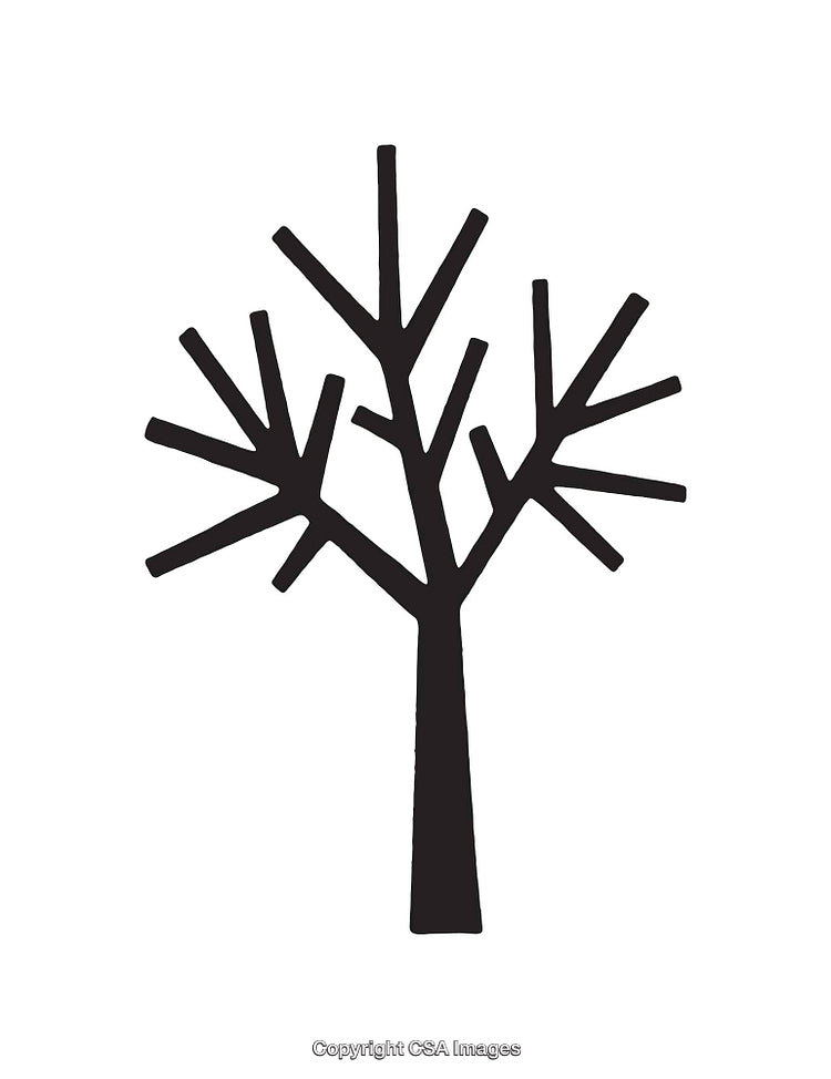 Minimalistic Black Tree Outline on White Background
