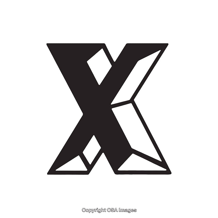 Bold Geometric Letter X Design with Sharp Angles and Contrasts