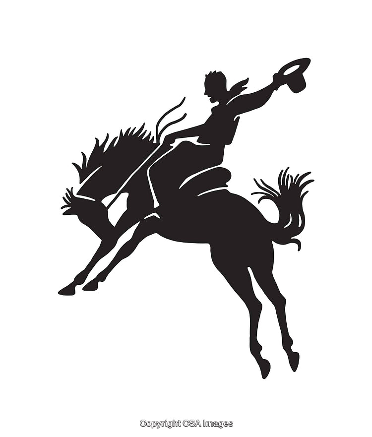 Silhouette of a Rodeo Rider on a Bucking Horse
