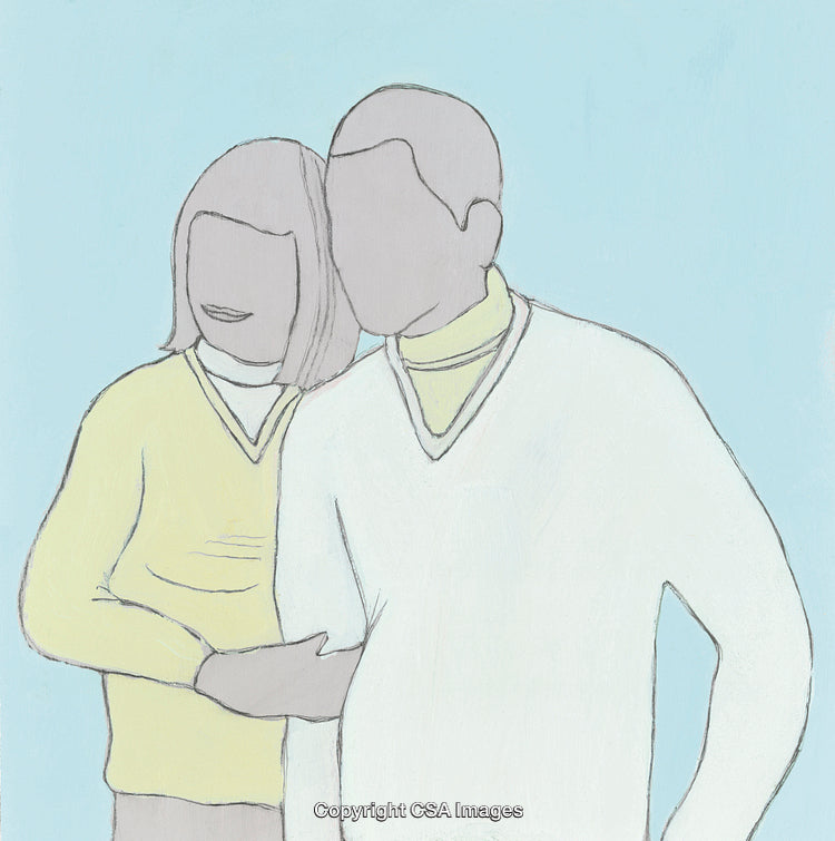 Abstract Illustration of a Couple Together in Pastel Tones