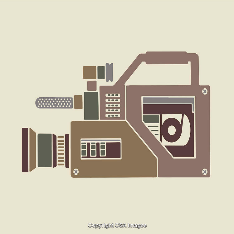 Retro Styled Line Art Illustration of a Vintage Video Camera Design