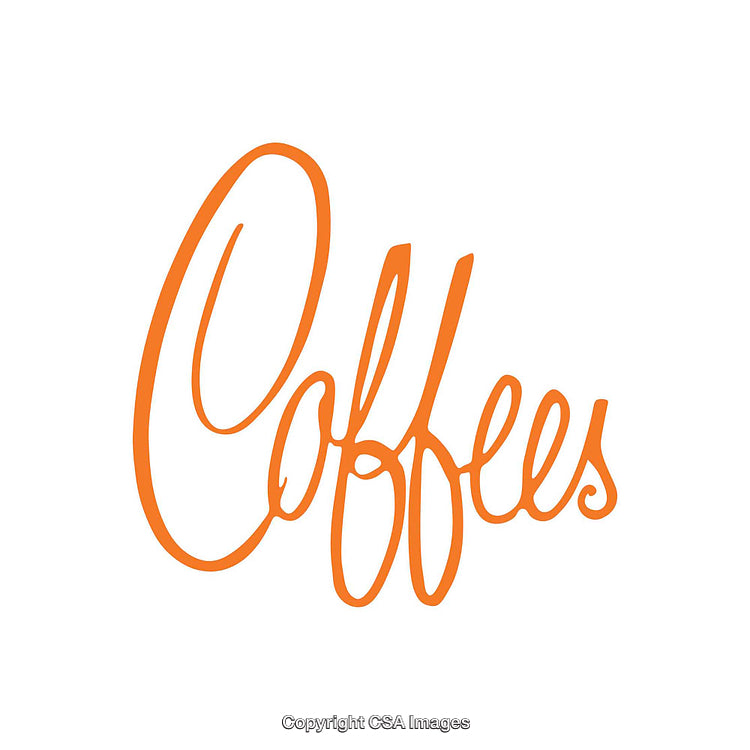 Stylish Orange Coffee Text Graphic with Modern Calligraphy Design