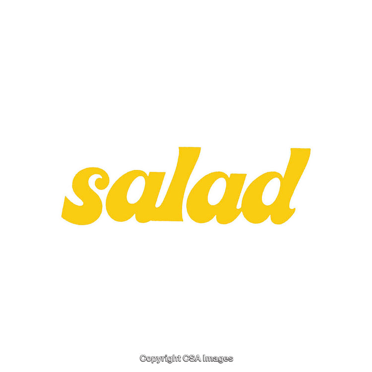 Stylized Yellow Text Design Featuring the Word Salad on White