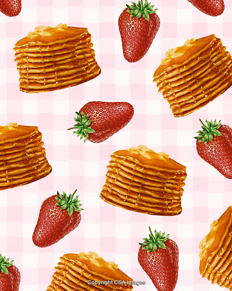 Pattern of Pancakes and Strawberries