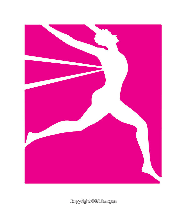 Dynamic Silhouette of a Leaping Figure in Vibrant Pink