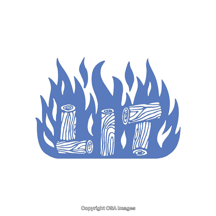 Illustrated Log Fire Graphic in Creative Artistic Style