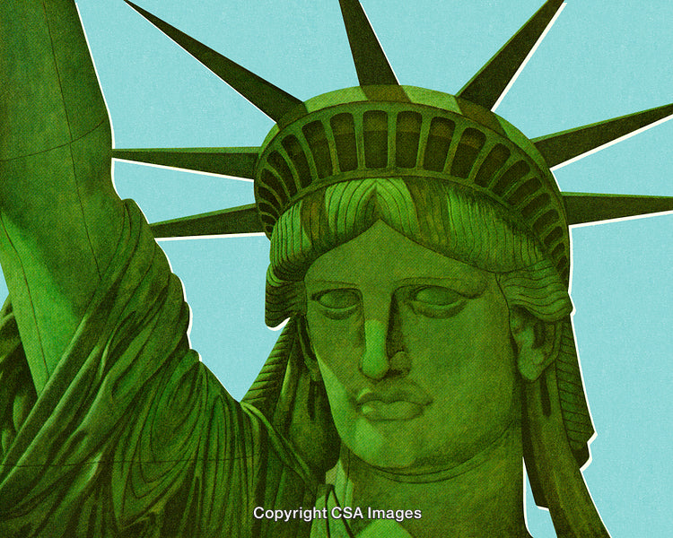 Close-Up Artistic Depiction of the Statue of Liberty