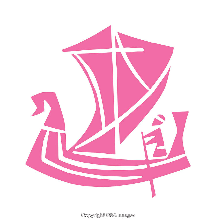 Abstract Pink Sailboat Icon with Nautical Inspiration