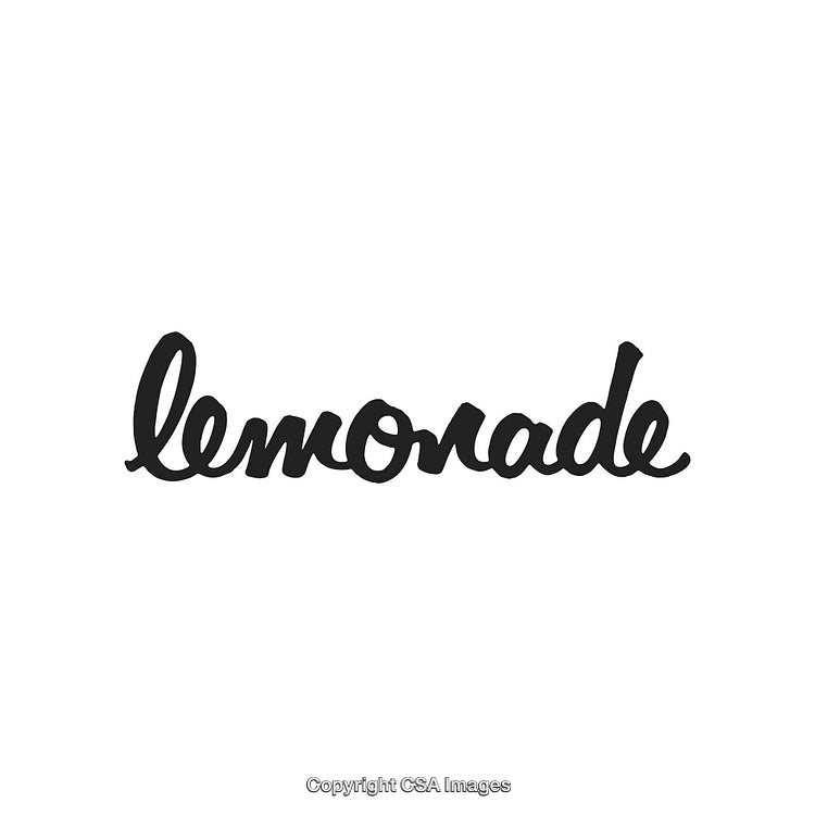 Creative Black Script Text of the Word Lemonade on White Background