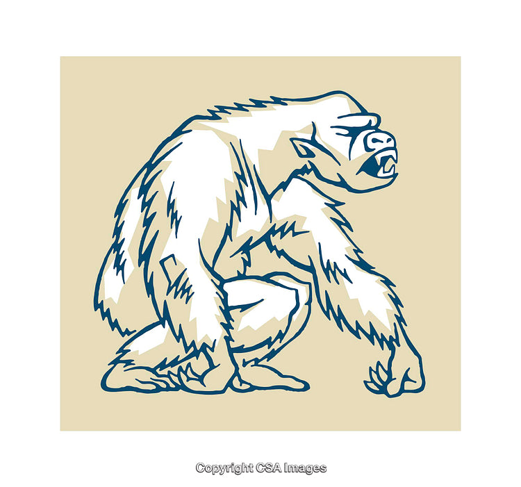 Fierce Yeti Illustration in Monochromatic Style with Bold Lines and Detail