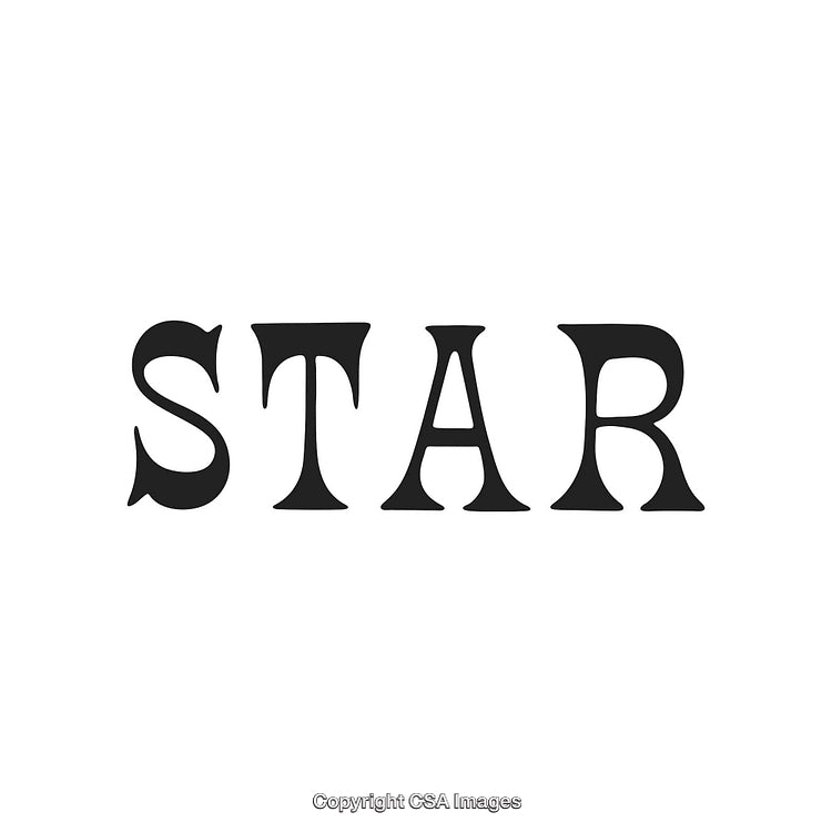 Bold Typography Displaying the Word Star on White Background
