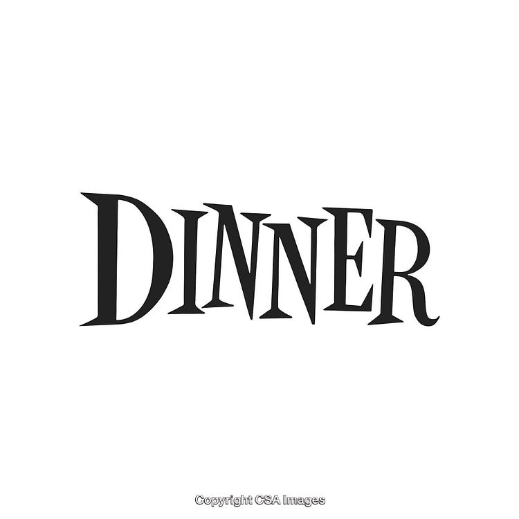 Stylized Text Image Highlighting the Word 'Dinner' in Bold Typeface