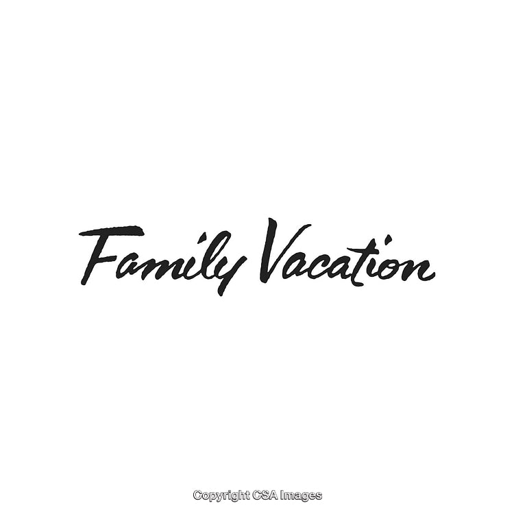 Handwritten Phrase 'Family Vacation' on a Minimalistic White Background