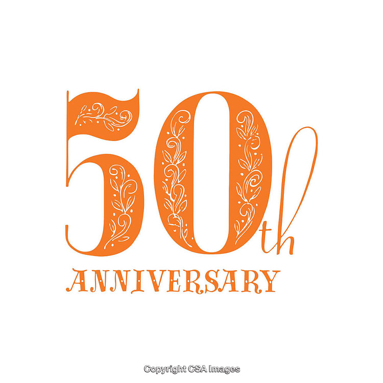 Elegant Orange 50th Anniversary Decorative Graphic with Floral Details