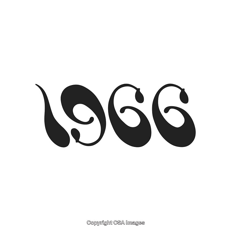 Retro Styled Number 1966 in Black Groovy Font Illustration