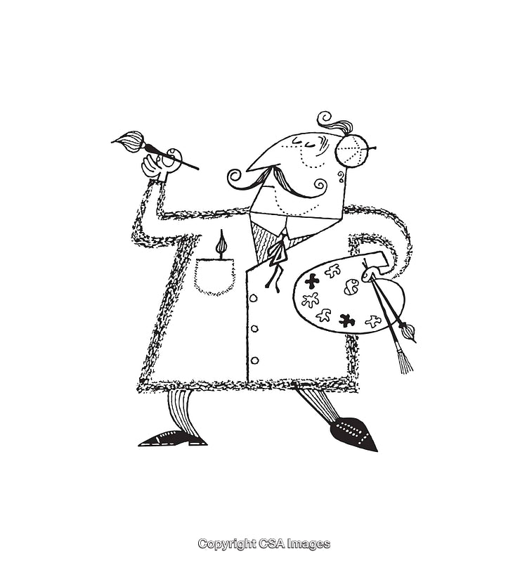 Illustration of an Artist Holding a Brush and Paint Palette