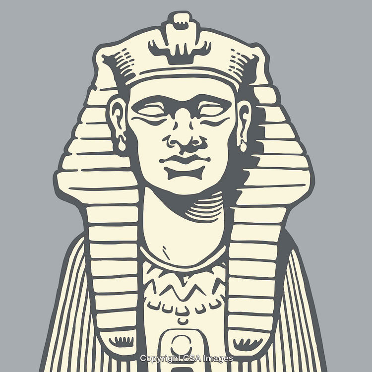 Pharaoh Illustration in Vintage Style with Iconic Egyptian Features
