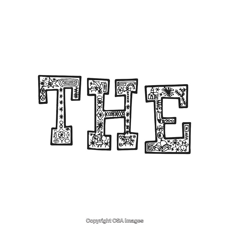 Creative Artistic Typeface Illustrating the Word 'The' in Decorative Style