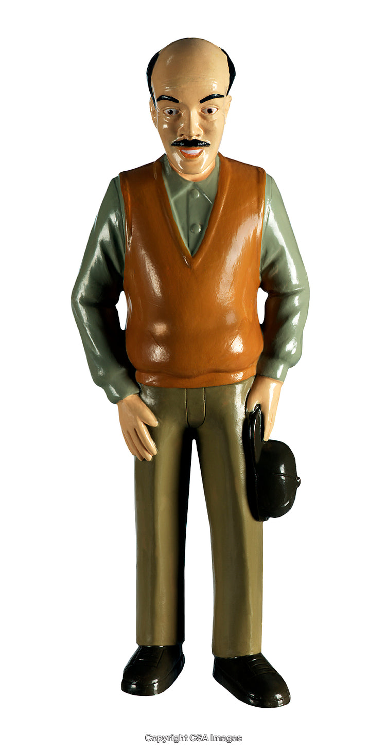 Retro Styled Plastic Figurine Depicting a Friendly Gentleman with a Hat