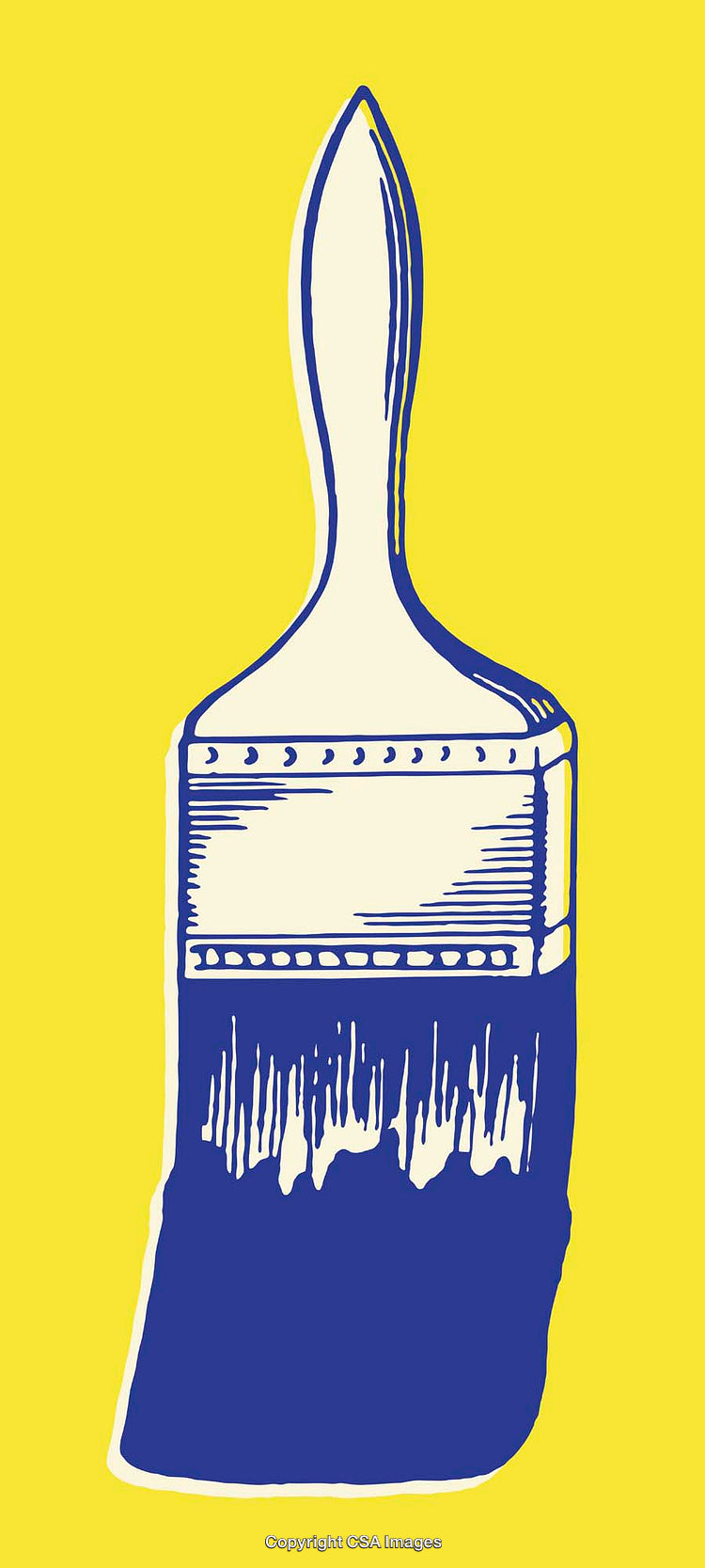 Blue and Yellow Stylized Paintbrush Illustration with Vibrant Background