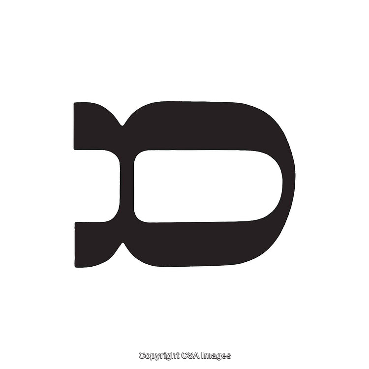 Abstract Representation of the Letter D in a Black and White Design