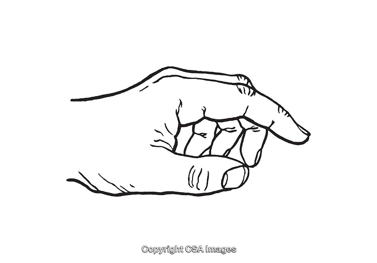 Detailed Black and White Line Art Illustration of a Hand Gesture