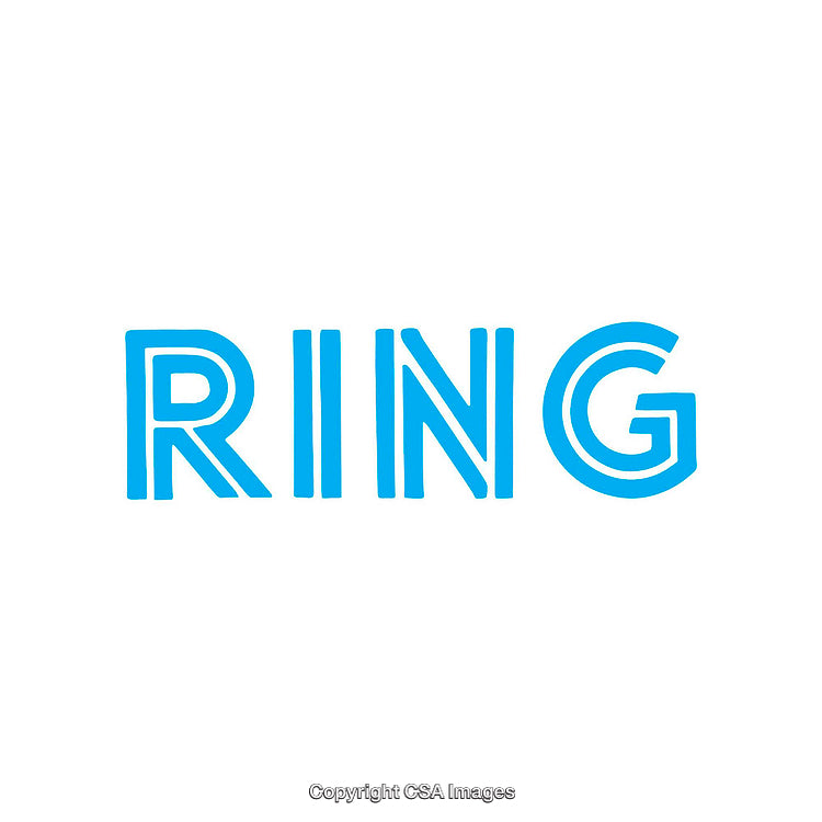 Blue Lettering Depicting the Word 'Ring' in Bold Type