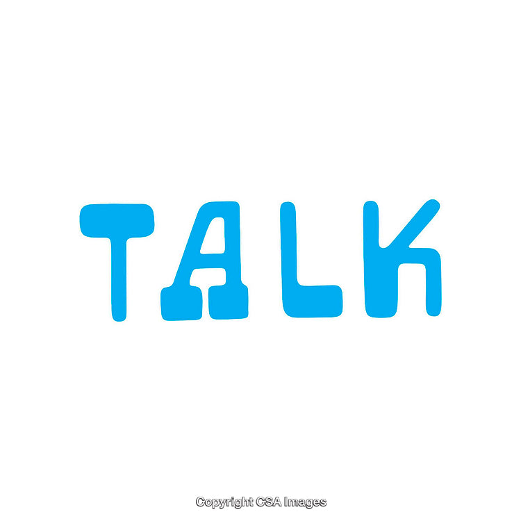 Blue Text Highlighting the Word 'Talk' on White Background
