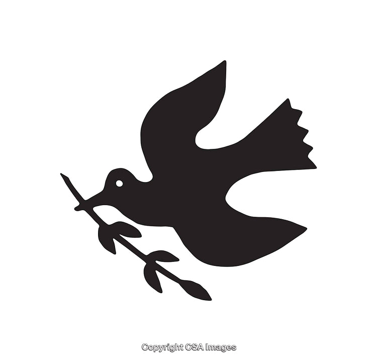 Silhouette of Dove Carrying Olive Branch Symbolizing Peace and Harmony