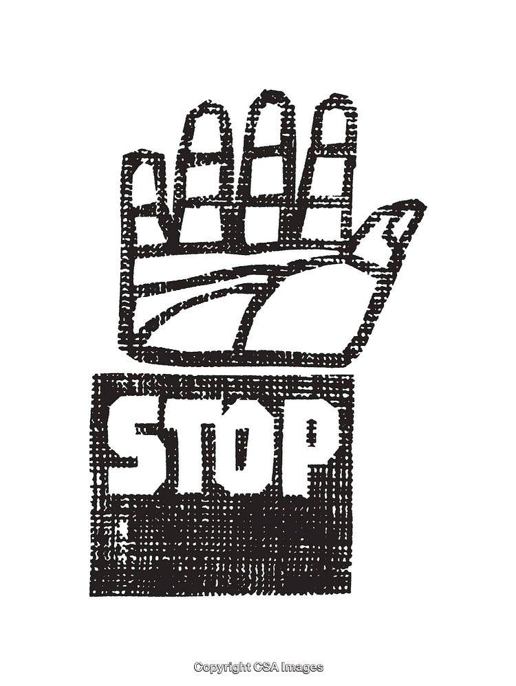 Hand Illustration With Text and Black-And-White Stop Symbol Design