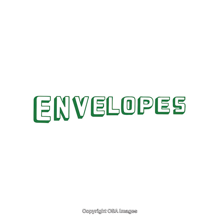Minimalistic Green Typography Displaying the Word Envelopes on White Background