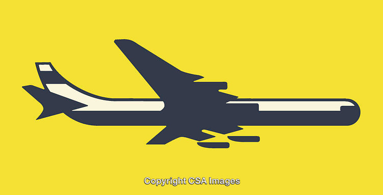 Minimalist Airplane Silhouette on Vibrant Yellow Background