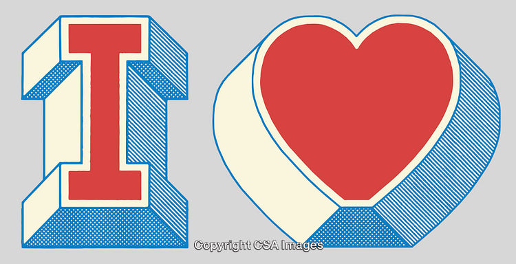 Bold Retro Design Featuring Text and Heart Illustration in Color Line Art