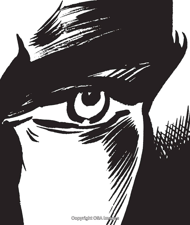 Bold Artistic Illustration of an Enigmatic Masked Eye in Black and White