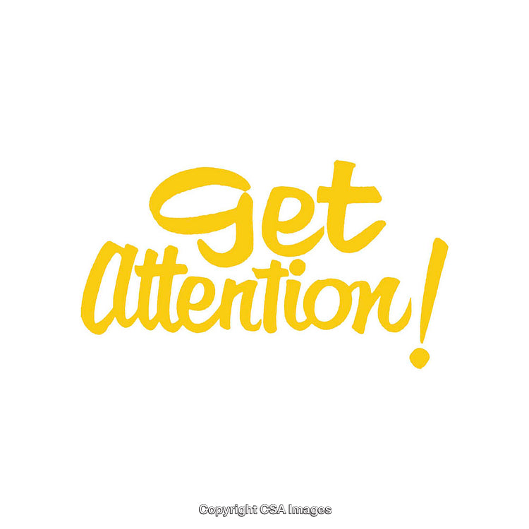 Yellow Get Attention Typography on White Background