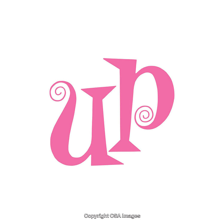 Minimalistic Pink Typographic Design With the Word 'Up' on White Background