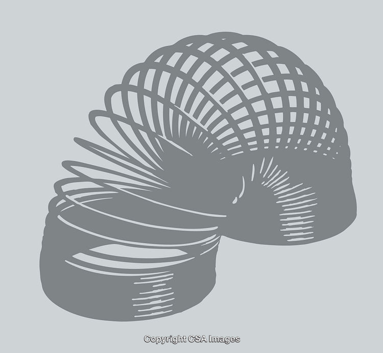 Gray Outline Illustration of a Slinky Spiral Vector Design