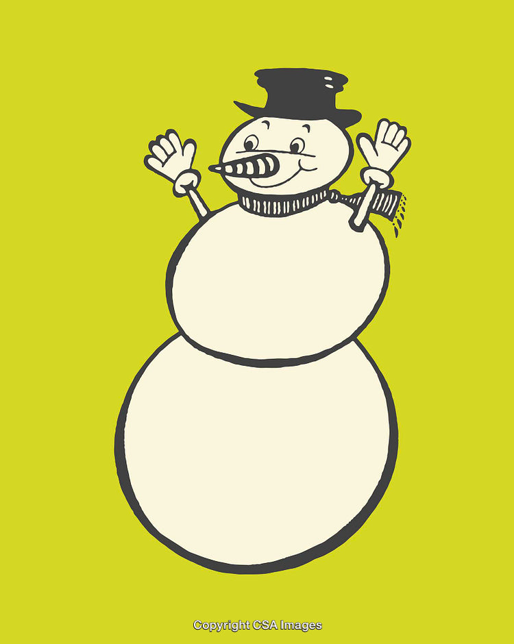 Cheerful Snowman Illustration with Vibrant Colored Background