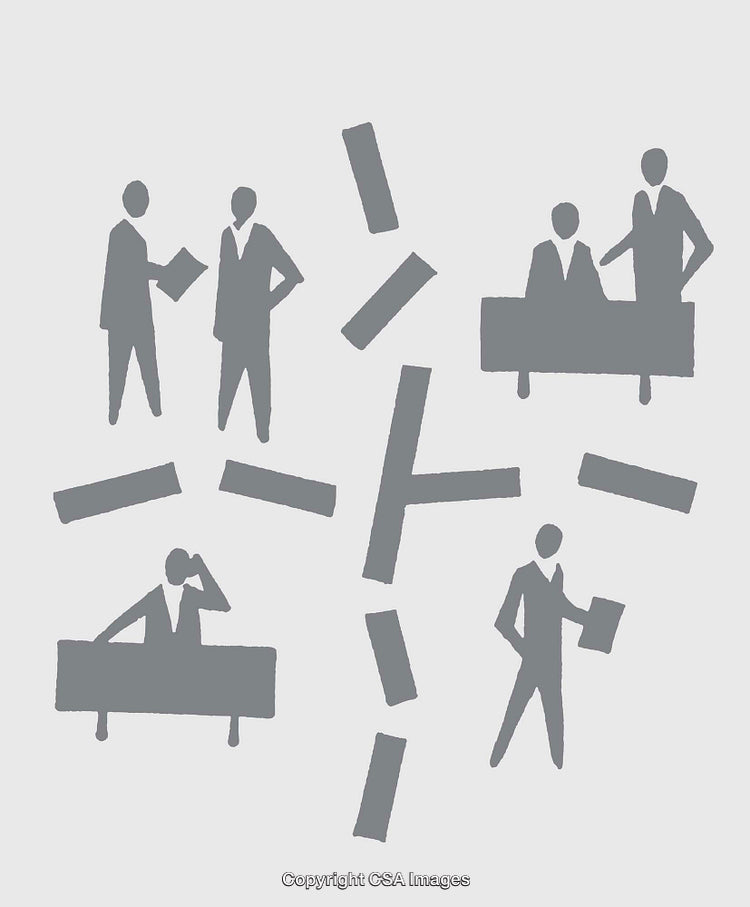 Illustration Depicting Business Teamwork and Collaboration in a Minimalist Design