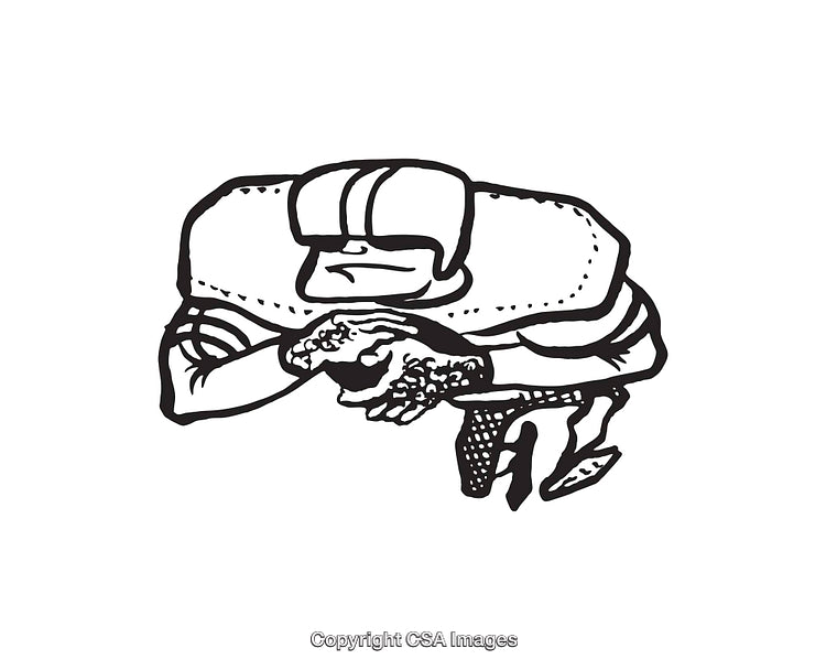 Black and White Line Art of a Football Player in Action