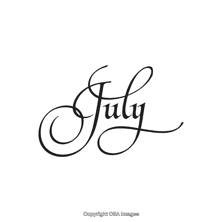 Elegant Calligraphy Design Art Depicting the Month of July