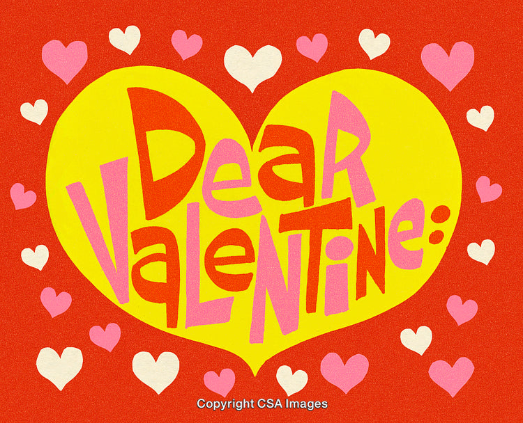 Colorful Valentine Card Design with Illustrated Hearts and Love Letter Text