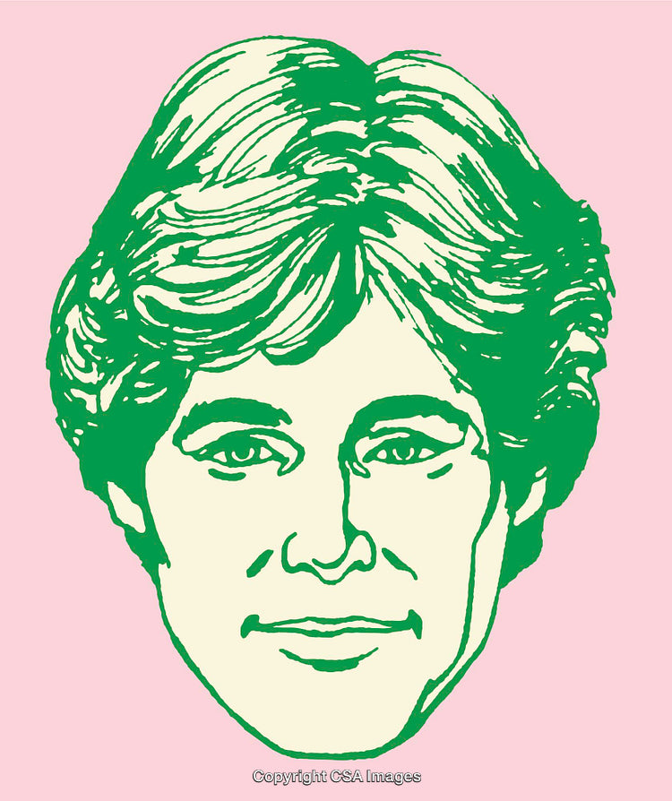 Stylized Line Art Illustration of a Face with Retro Inspired Design