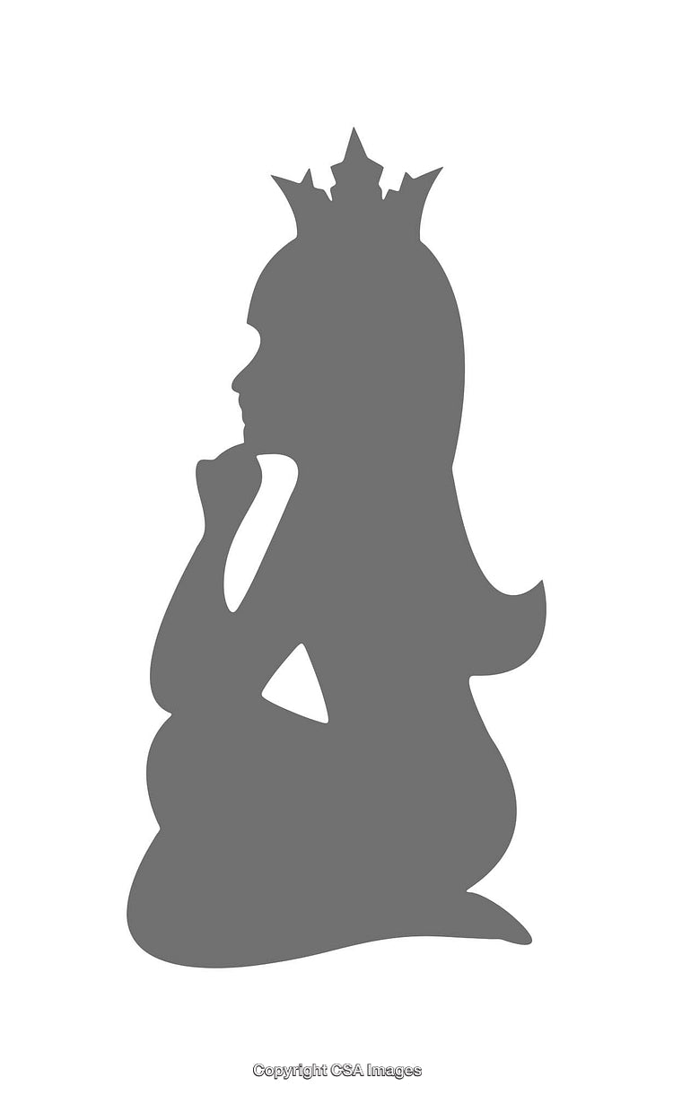 Silhouette of a Thinking Woman with a Crown Icon Design