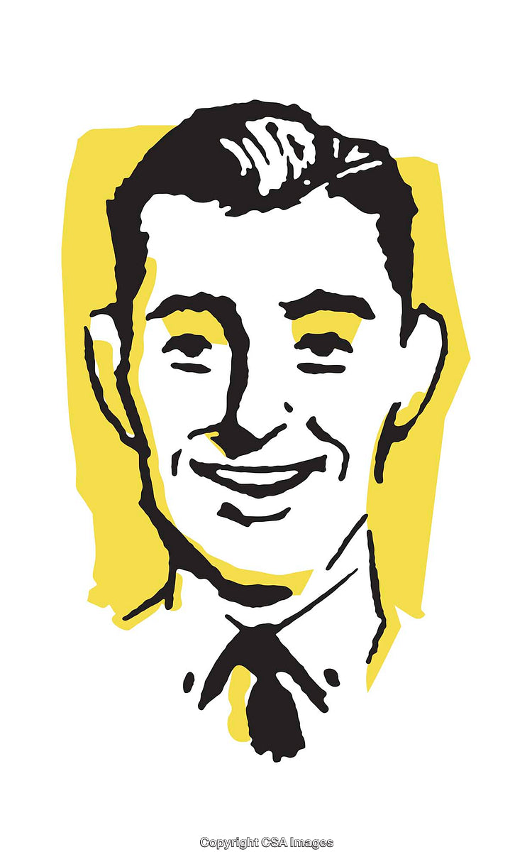 Retro Illustration of a Smiling Man with Classic Styling