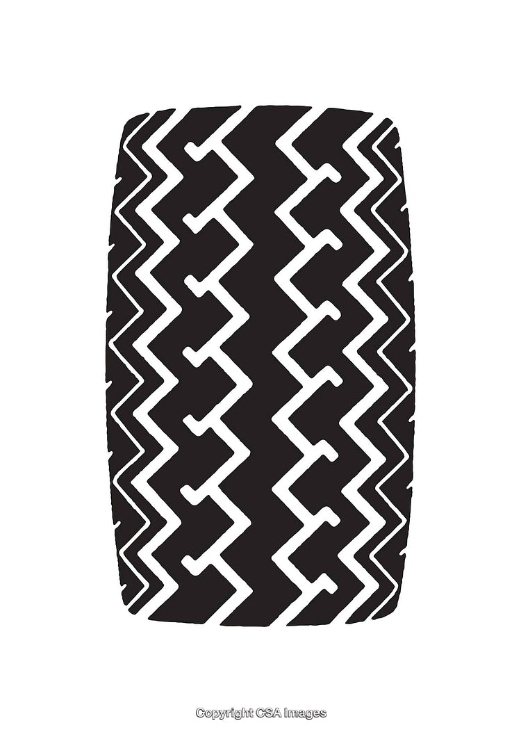 Black And White Illustration of Zigzag Tire Tread Pattern Design