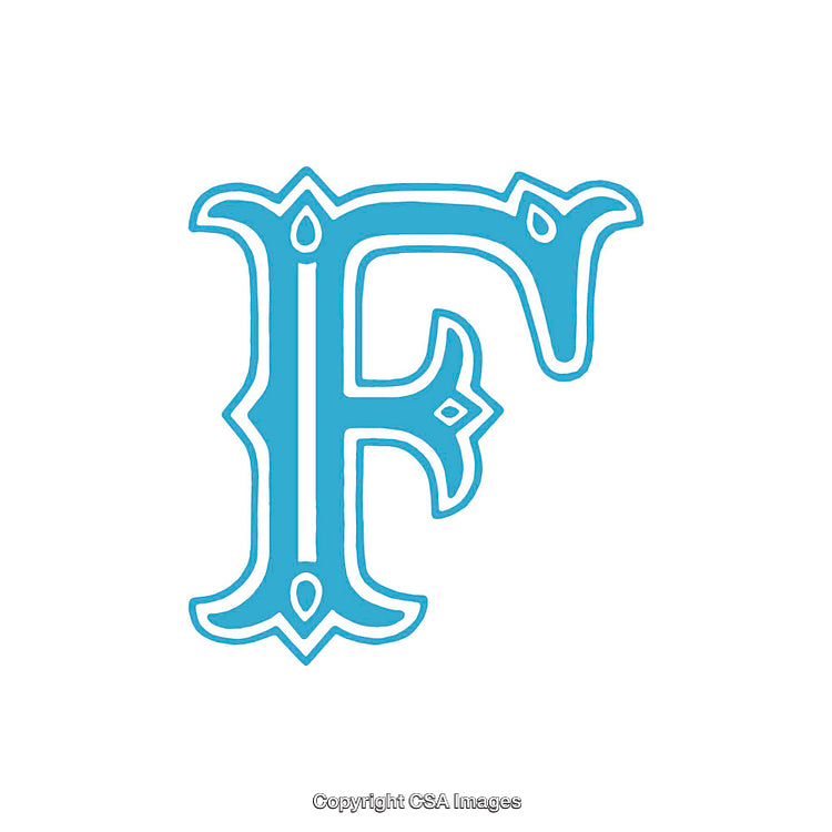 Elegant Decorative Initial Letter F in Blue Tones